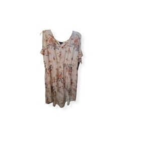 IVORY FLORAL GAUZE V-NECK TUNIC